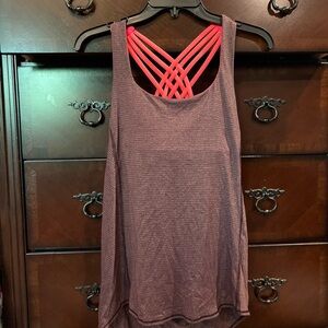 Lululemon Athletica Pink and Orange Backless Sleeveless Tank Top.